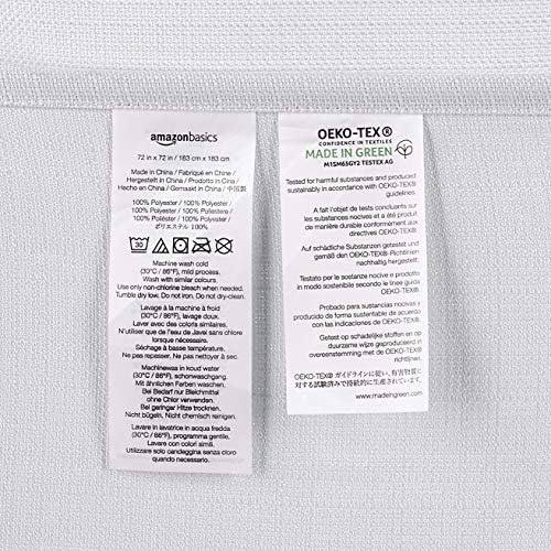 Amazon Basics Linen Style Bathroom Shower Curtain, 100% Polyester, Bright White - Image 4