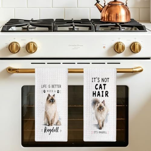 Jztco 2 Pcs Funny Cat Kitchen Towels, Cute Cat Gifts Reusable Hand Towels-1 - Image 5