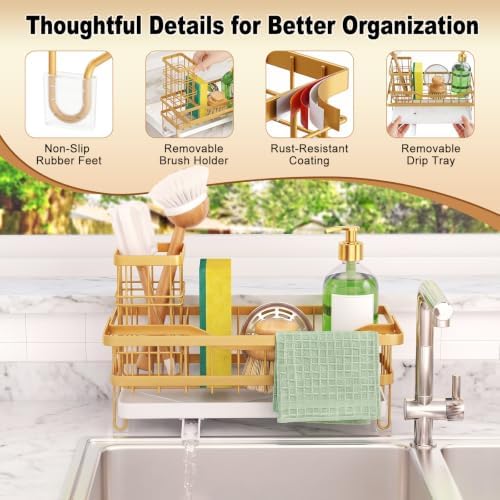 Sponge Holder for Kitchen Sink, Self-draining Sink Caddy - Image 7