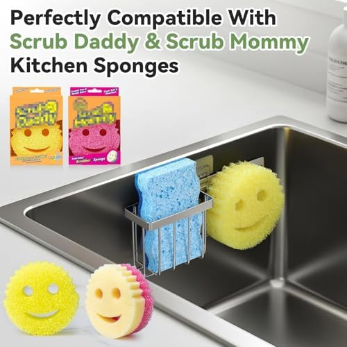Sponge Holder for Kitchen Sink, Rust-proof Sink Sponge Caddy Organizer for Dish - Image 2
