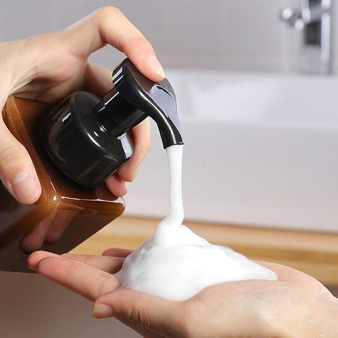 Foaming Soap Dispenser, 9oz Plastic Refillable Pump Bottle, 2 Pack, Amber | - Image 3