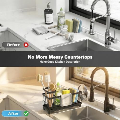 Sponge Holder for Kitchen Sink, Self-Draining Sink Caddy - Image 4