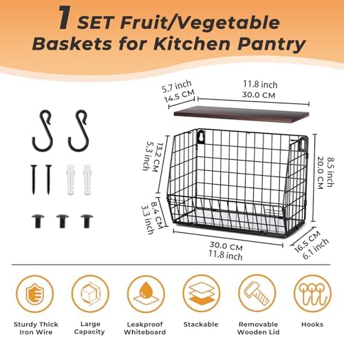 Wawocs Fruit Basket for Kitchen Counter, Fruit Bowl Stackable Wall Mounted - Image 4
