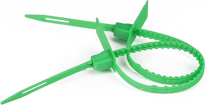 Heavy Duty Plastic Security Seal - Self Locking Tamper Evident Shipping Tags, Numbered Pull Tight Securing Straps for Truck Trailer, Length 337 mm 13.2" (Green 500 PCS)