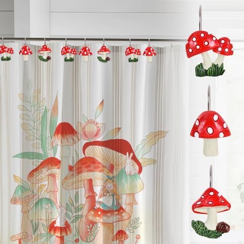 12-Piece Mushroom Shower Curtain Hooks - Image 6