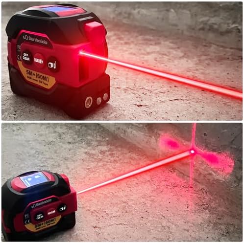 Laser Tape Measure 3 in 1 with Laser Level Crosshairs |196ft/60m LCD - Image 5