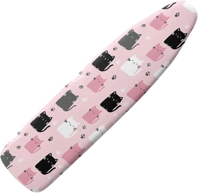 Pink Polyester Ironing Board Cover Hook & Loop Elastic Edge Easy to Install by PJHEQOXE