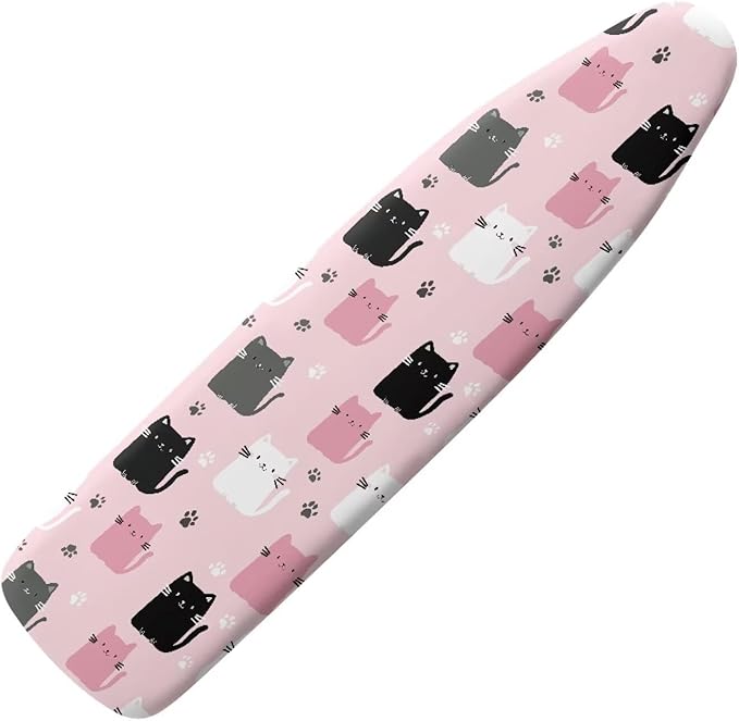 Pink Polyester Ironing Board Cover Hook & Loop Elastic Edge Easy to Install by PJHEQOXE