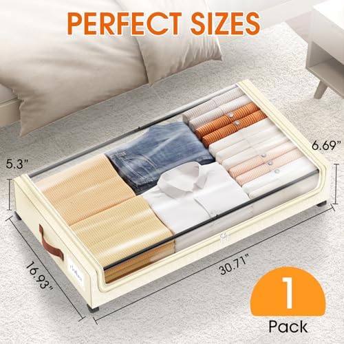 Under Bed Storage with Wheels 1Pack Storage Containers with Clear Window - Image 2