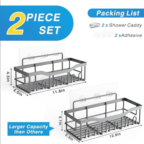 EUDELE Shower Caddy 2 Pack, Adhesive Shower Organizer - Image 7