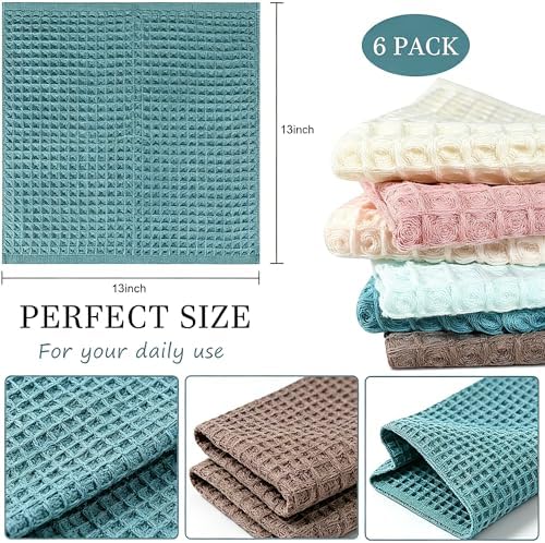 vfaejll Kitchen Towels Set 6 Pack, 100% Cotton Waffle Weave Dish Cloths & Dish - Image 2
