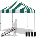 Eurmax USA Standard 10x10ft Patio Pop Up Canopy Tent for Outdoor Events Commercial Instant Canopies with Heavy Duty Roller Bag,Bonus 4 Canopy Sand Bags (Stripe Green)