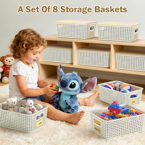 Stackable Storage Baskets: 8 Pack Plastic Baskets Bins - Image 7