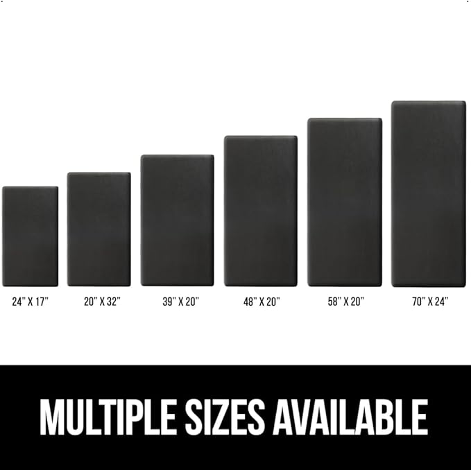 GORILLA GRIP Comfortable Cushioned Kitchen Mats for Floor, 70x24, Waterproof and Stain Resistant Soft Top, 3/4 Inch Thick Ergonomic Standing Desk Anti Fatigue Mat, Foam Supports Ankles and Feet, Black