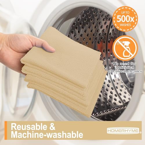 Microfiber Cleaning Cloth, 12 Pack Biege Cleaning Rags, Reusable Microfiber - Image 7