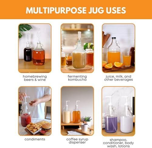 Fastrack 6-Pack Half-Gallon Glass Jug Set w/12 Polyseal Caps & Black Jar - Image 6