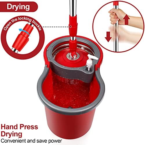 Spin Mop and Bucket with Wringer Set, 360° Spinning Mop Bucket System with 3 - Image 7