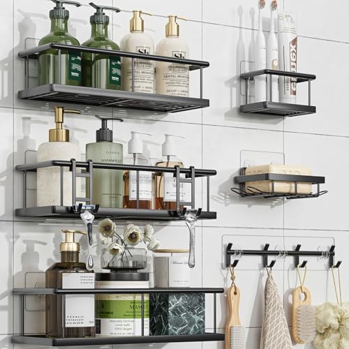 Simple Trending 6 Pack Shower Caddy Adhesive, Rustproof Shower Shelves by SimpleTrending