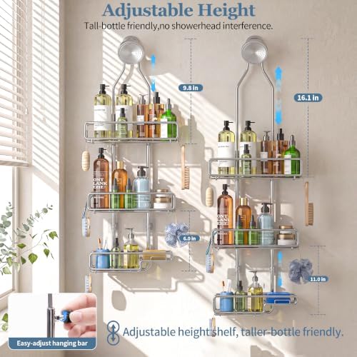 Skyapex Shower Caddy Hanging Bathroom Organizer: Over Head Adjustable Rack - Image 3