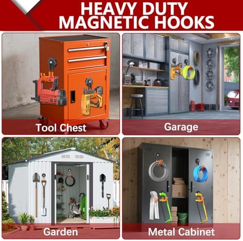 3-H Heavy Duty Magnetic Hooks, Large Magnet Hooks, 4 Pack Orange - Image 5