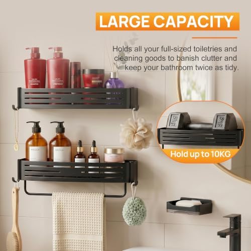 Black Adhesive Square Shower Caddy - Image 6