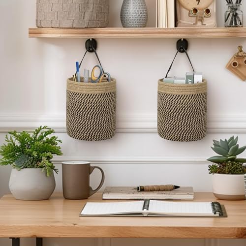 Hanging Basket 2 Pack, Small Wicker Wall Baskets - Image 7