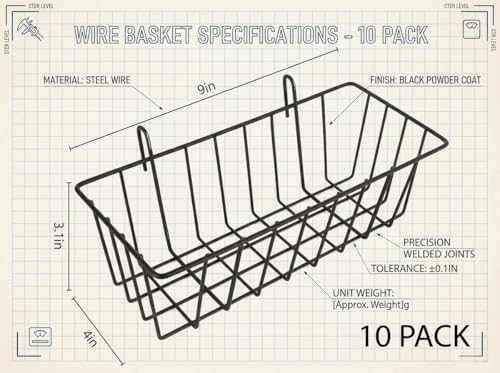 10 PCS Wire Baskets Wall Grid Panel Hanging Wire Basket Hanging Wall Baskets No - Image 2
