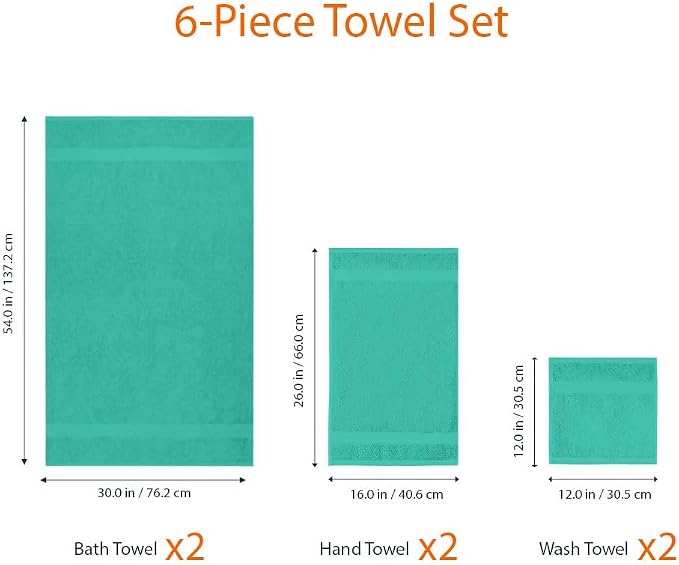 Amazon Basics 6-Piece Oversized Fade-Resistant Towel Set, 100% Cotton, Highly - Image 6