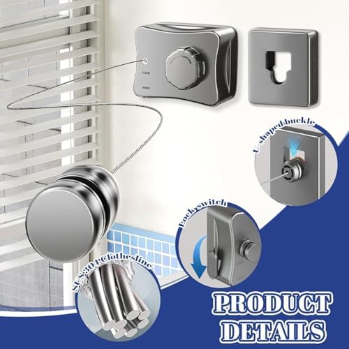 Retractable Clothesline-Heavy Duty Stainless Steel 16.7 Ft Adjustable Space - Image 4