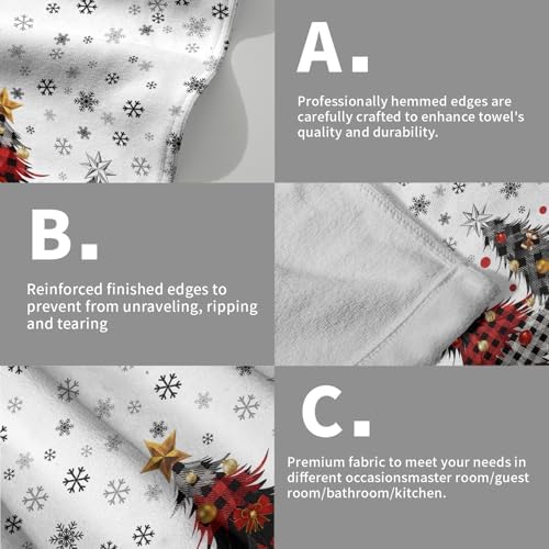 Merry Christma Hand Towels Set of 2 Xmas Trees Snowflake Decorative Towel - Image 5