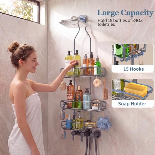 Skyapex Shower Caddy Hanging Bathroom Organizer: Over Head Adjustable Rack - Image 6