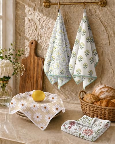 Miss Adola Reversible Microfiber Kitchen Towels Set of 2, Vintage Block - Image 5
