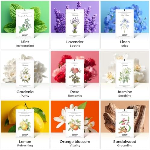 MYARO 12 Pack Rose Scented Sachets, Closet Deodorizer Car Air Freshener - Image 6