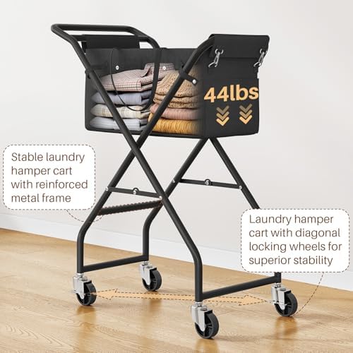 No-Bend Laundry Cart- Rolling Hamper - Image 4