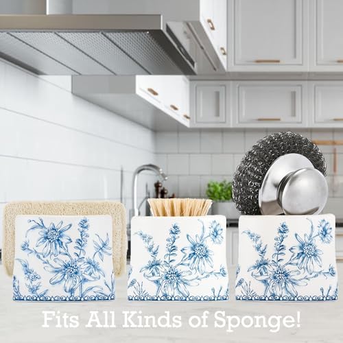 Bico Blue Garden Toile De Jouy Ceramic Kitchen Sponge Holder - Image 5