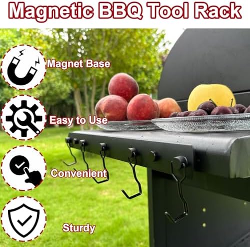 Magnetic Grill Hooks with 5 Hooks, Strong Magnet BBQ Tool Rack - Image 4