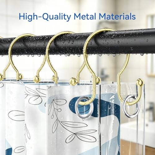 OEH Shower Curtain Hooks, Metal Shower Curtain Hangers, Double Hook Gold Shower - Image 5