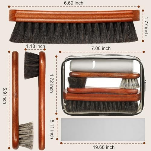 4Pcs Shoe Shine Kit, Horsehair Brush - Image 2