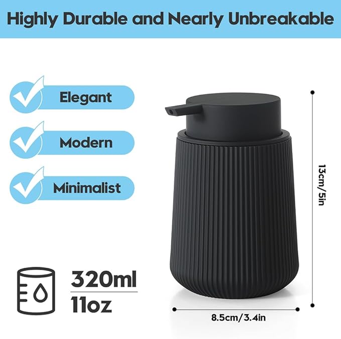 YAUKPH Striped Liquid Hand Soap Dispenser Black | - Image 6