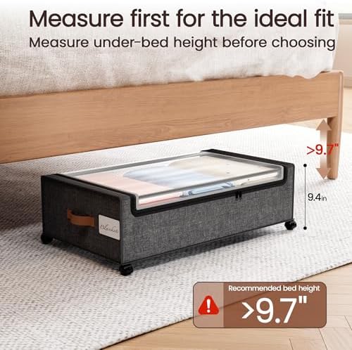 Yecaye 82L Under Bed Storage Containers, Fits 9.4" Under Bed, 2 Pack - Image 3