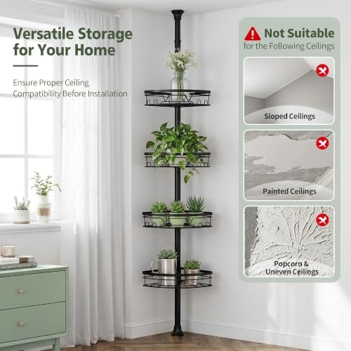KEGII Corner Shower Caddy Tension Pole, Fan-Shaped Large Capacity Organizer - Image 6