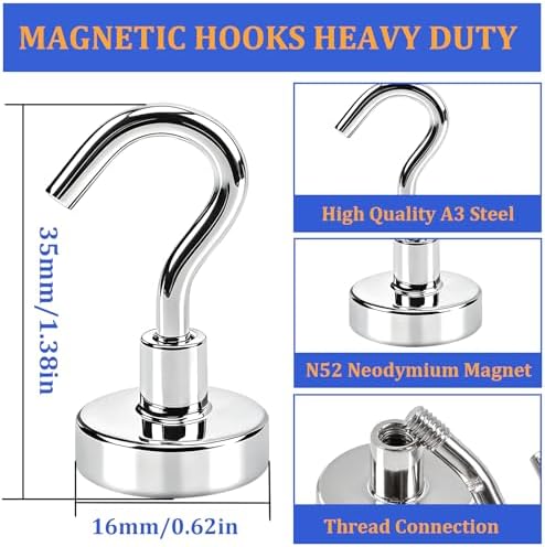 26Pack Magnetic Hooks for Cruise Cabin Essential, 0.63" Heavy Duty Magnet Hooks - Image 2