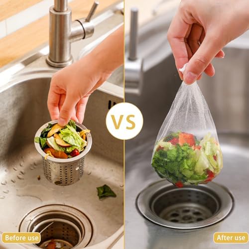 300 PCS Disposable Kitchen Sink Drain Strainer Mesh Bag, Anti-Clogging Mesh - Image 2
