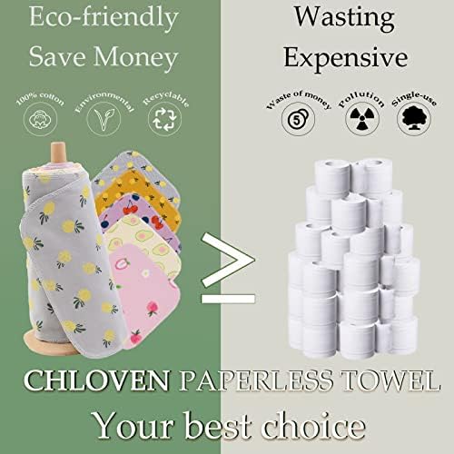 25 Pack Reusable Paper Towels Washable Cotton Cloth Paperless Towels Roll - Image 6