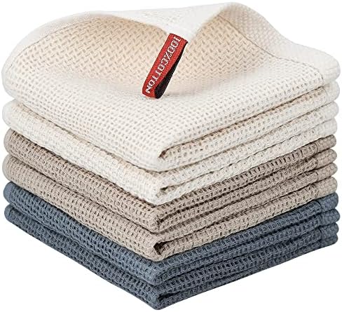 Nialnant 6 Pack Kitchen Towels and Dishcloths Sets, 100% Cotton Soft Absorbent by Nialnant
