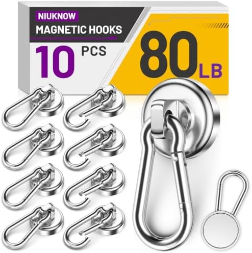 Magnetic Hooks for Cruise Cabins, 70 lbs Magnets Silver, 10 Pack by Unknown