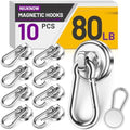 Magnetic Hooks for Cruise Cabins, 70 lbs Magnets Silver, 10 Pack by Unknown