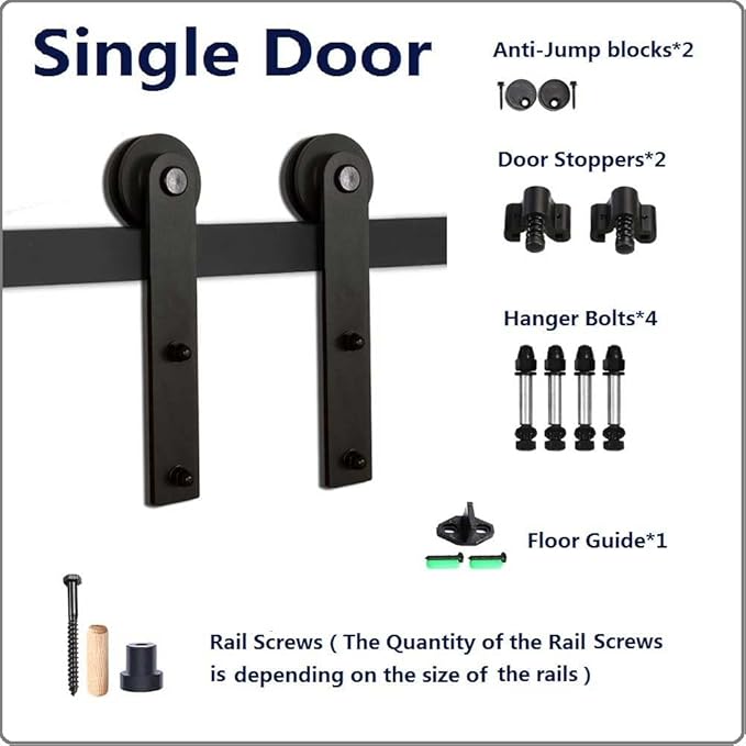 CCJH 7FT Heavy Duty Sturdy Sliding Barn Door Hardware Kit -Smoothly and Quietly -Easy to Install Fit 42" Wide Door Panel (I Shape Roller)