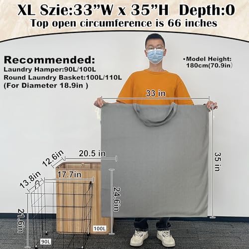 Canvas Laundry Bag 33"Wx 35"H, Extra Large Heavy Duty Hamper Liner, XL Grey - Image 3