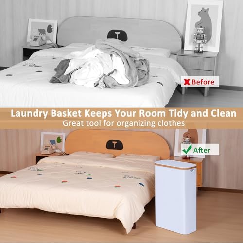 IEGrow Laundry Hamper with Lid, 60L Laundry Basket with Mesh Bags - Image 3
